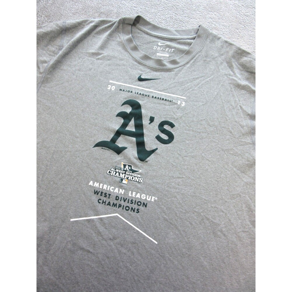 Nike Dri-Fit Oackland A's T-Shirt Men's XL 2013 West Division Champions Gray MLB